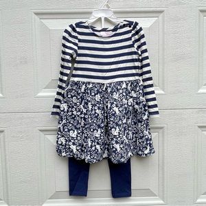 3T dress & leggings set Chelsea’s Corner Navy blue and white with animals print